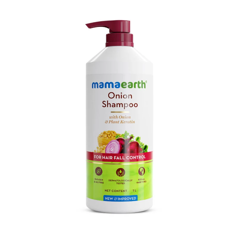 Mamaearth Onion Shampoo For Hair Fall Control & Hair Growth With Onion & Plant Keratin, 1000 ml-2.webp